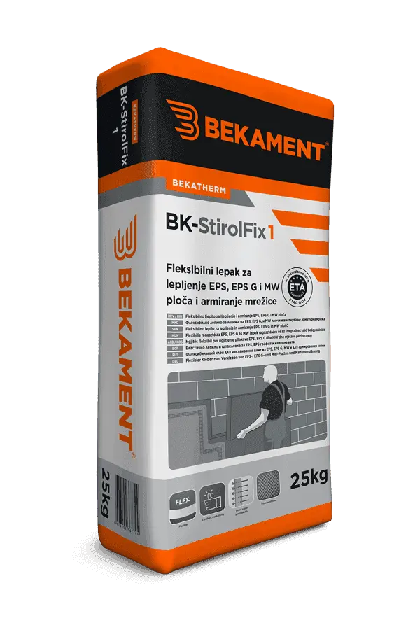 BK-StirolFix 1 25kg Fleksibilni lepak za lepljenje EPS,EPS G i MW ploča i armiranje mrežice"