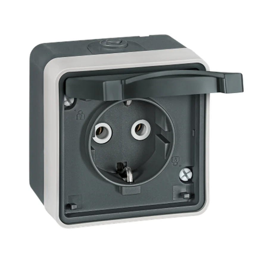 PRIKLJUCNICA DVOPOLNA PROTECTA IP55, TAMNO SIVA, 22401.A1, ALING-CONEL