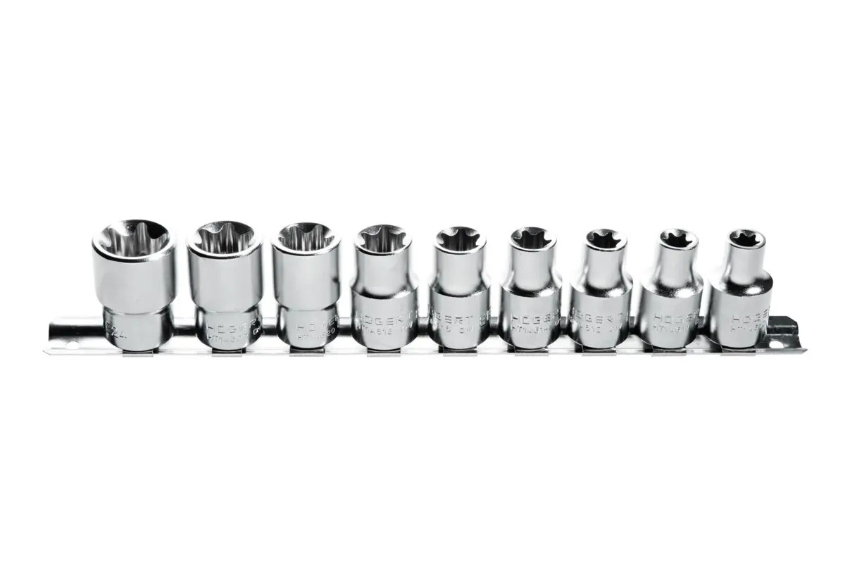 Set nasadnih ključeva 1/2" E profil, E10-E24, 9-dijelni, na metalnoj traci