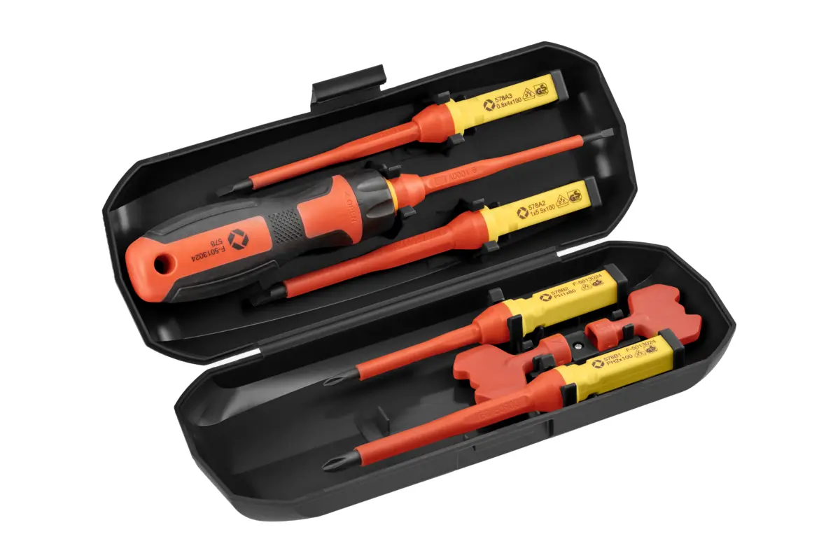 Set odvijača 1000 V s nastavcima ravni/križni, VDE, S2, magnetni, 6-dijelni