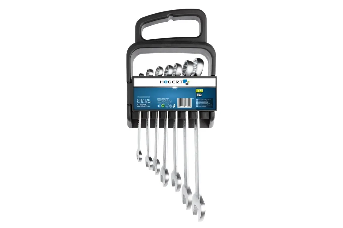 Set kombiniranih ključeva 7-dijelni, 8-19 mm, plastični blister, CrV, DIN 3114