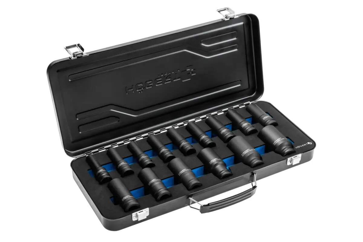 Set nasadnih ključeva 1/2" udarni dugi, 10-32mm, 15-dijelni, CrMo, u metalnoj kutiji