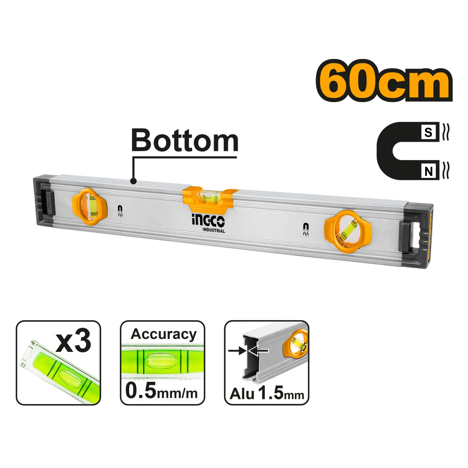 LIBELA MAGNETNA 60CM INDUSTR. HSL38060M
