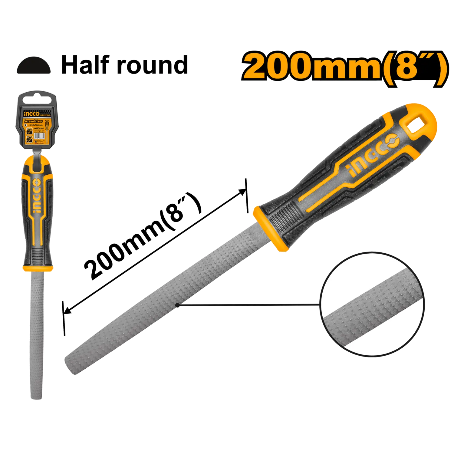 TURPIJA ZA DRVO POLUOKRUGLA 200MM INDUST HWHF088